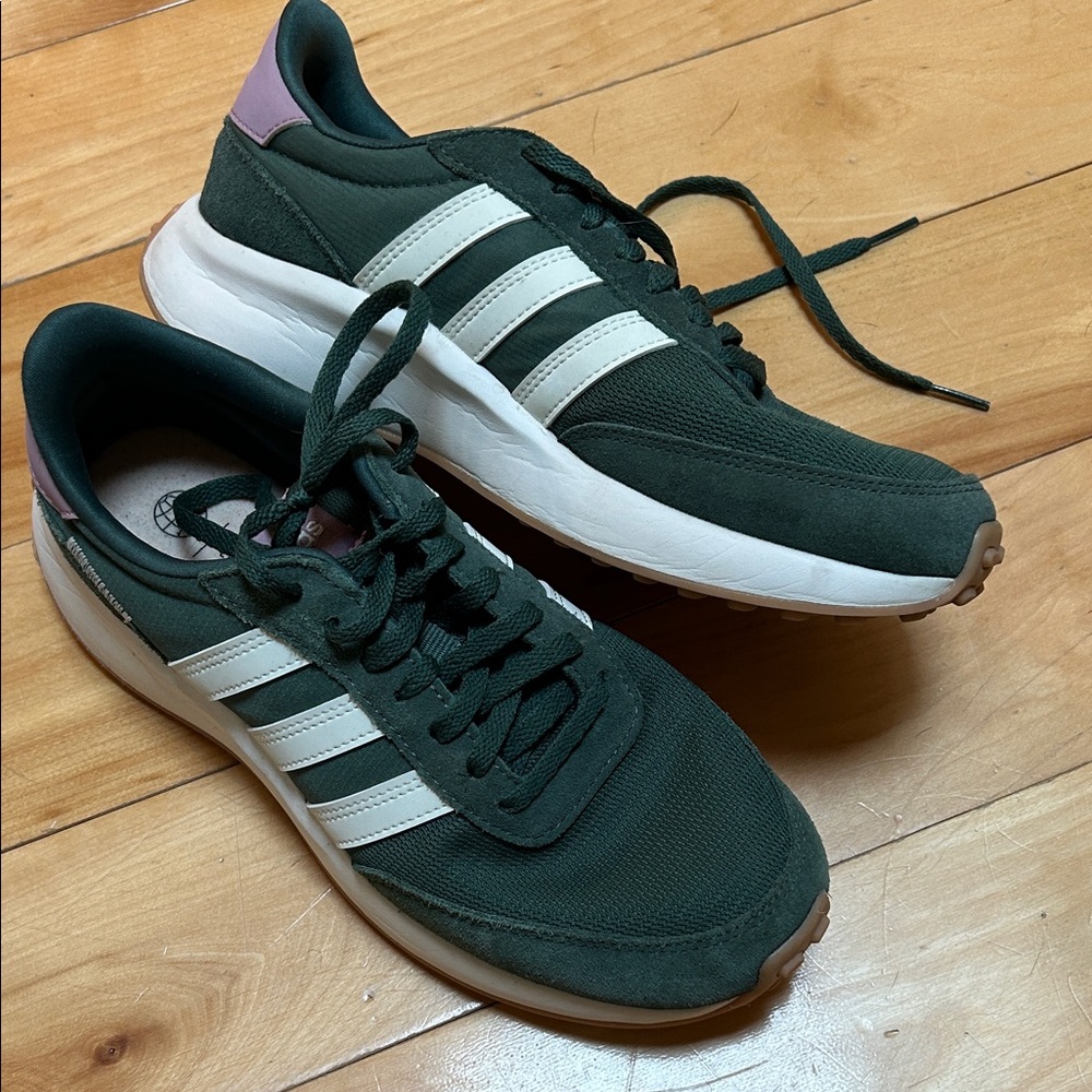 Adidas Forest Green and White Sneakers